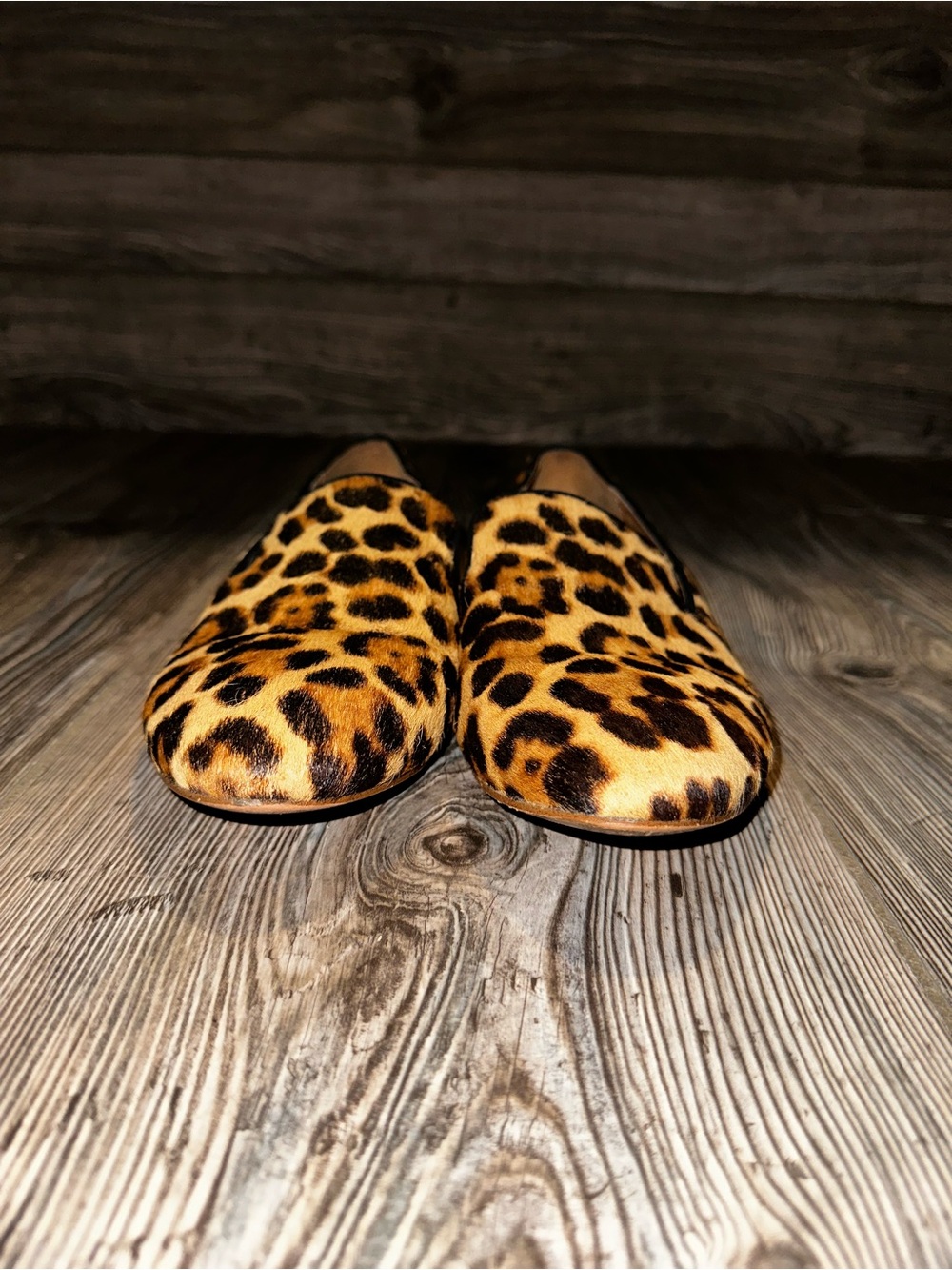 J. Crew Women’s Leopard Print Calf Hair Slip-On Loafers - Brown Flats Size 9.5 - Picture 2 of 7